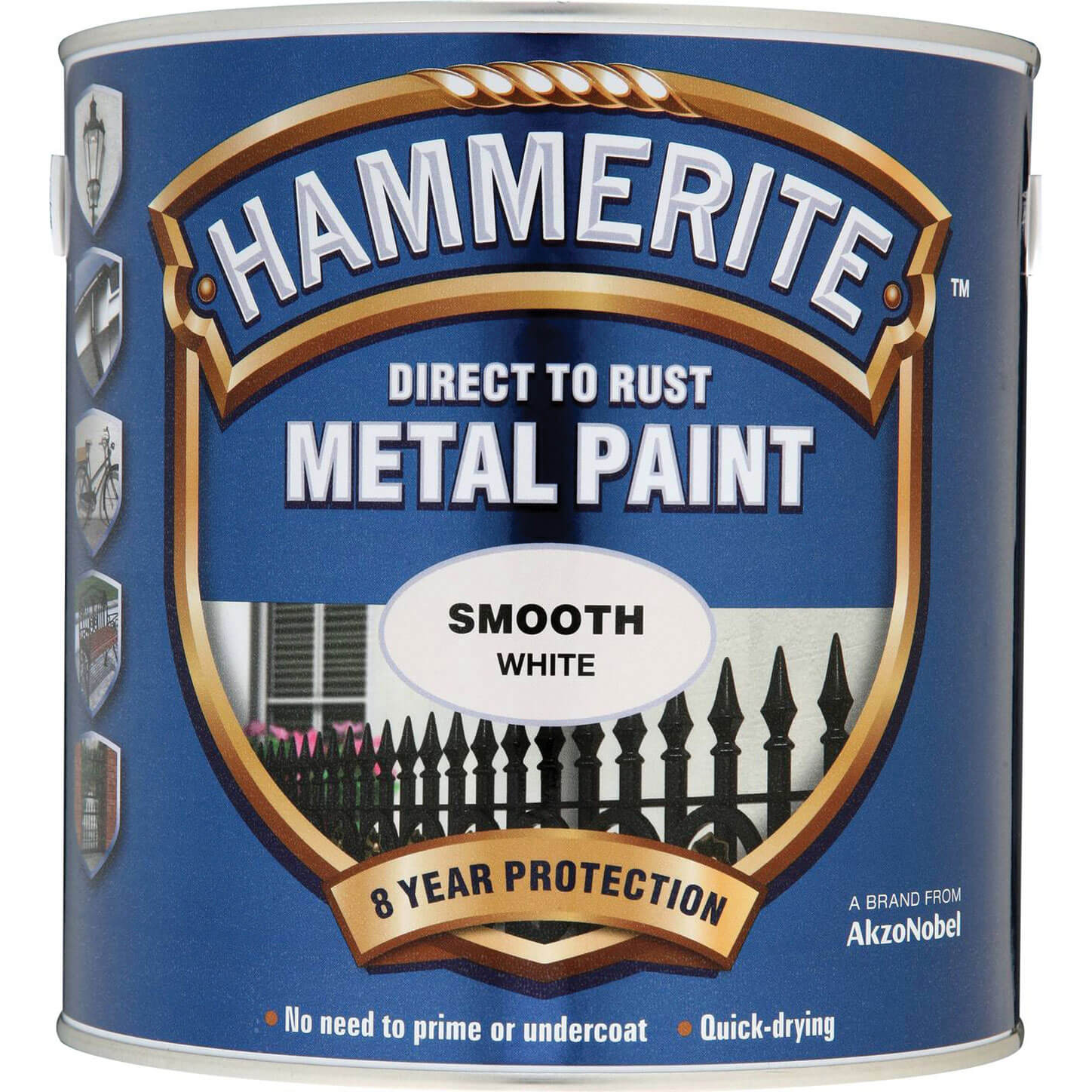 Image of Hammerite Smooth Finish Metal Paint White 2500ml