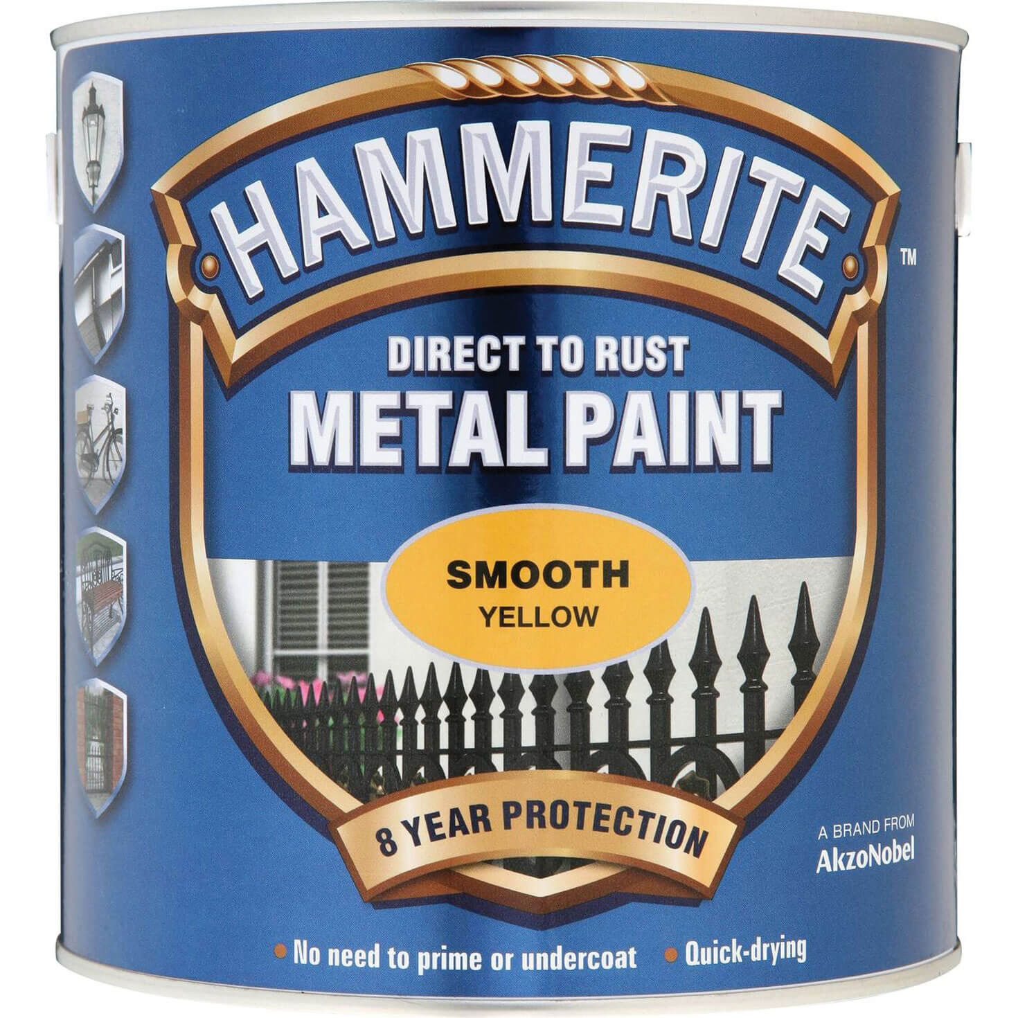 Hammerite Smooth Finish Metal Paint Yellow 2500ml