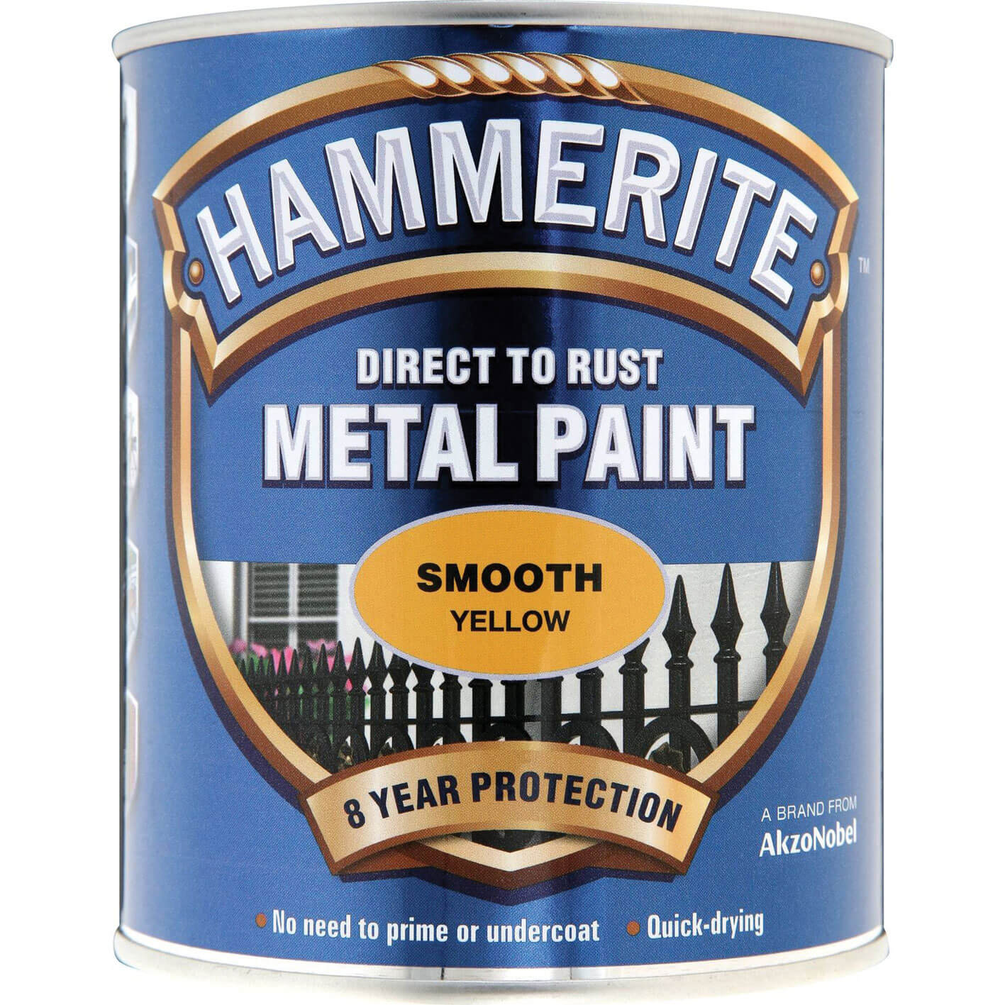 Image of Hammerite Smooth Finish Metal Paint Yellow 750ml