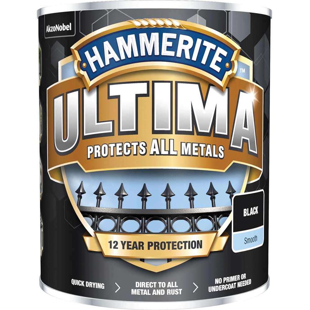 Hammerite Ultima Metal Paint Smooth Black 750ml