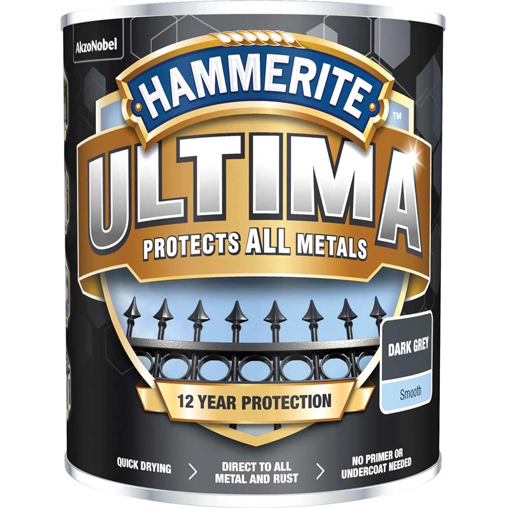 Hammerite Ultima Metal Paint Smooth Dark Grey 750ml