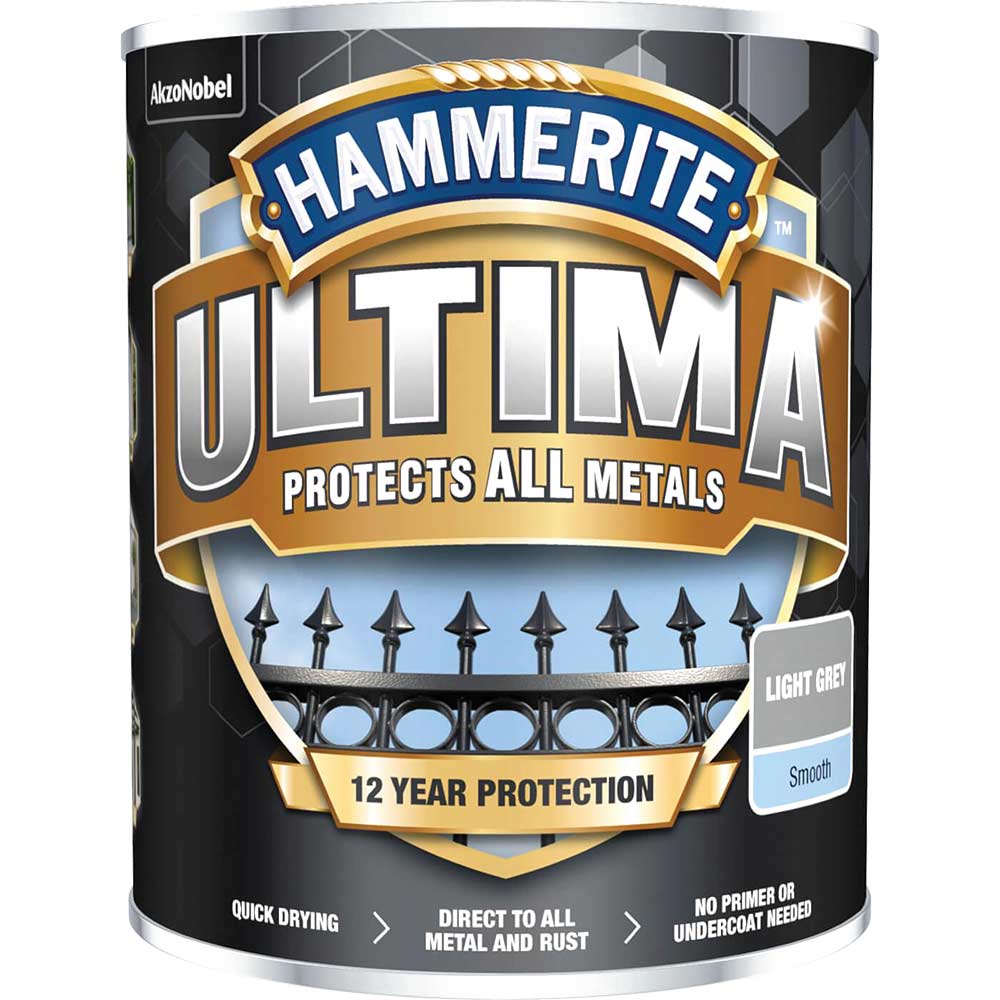 Hammerite Ultima Metal Paint Smooth Light Grey 750ml