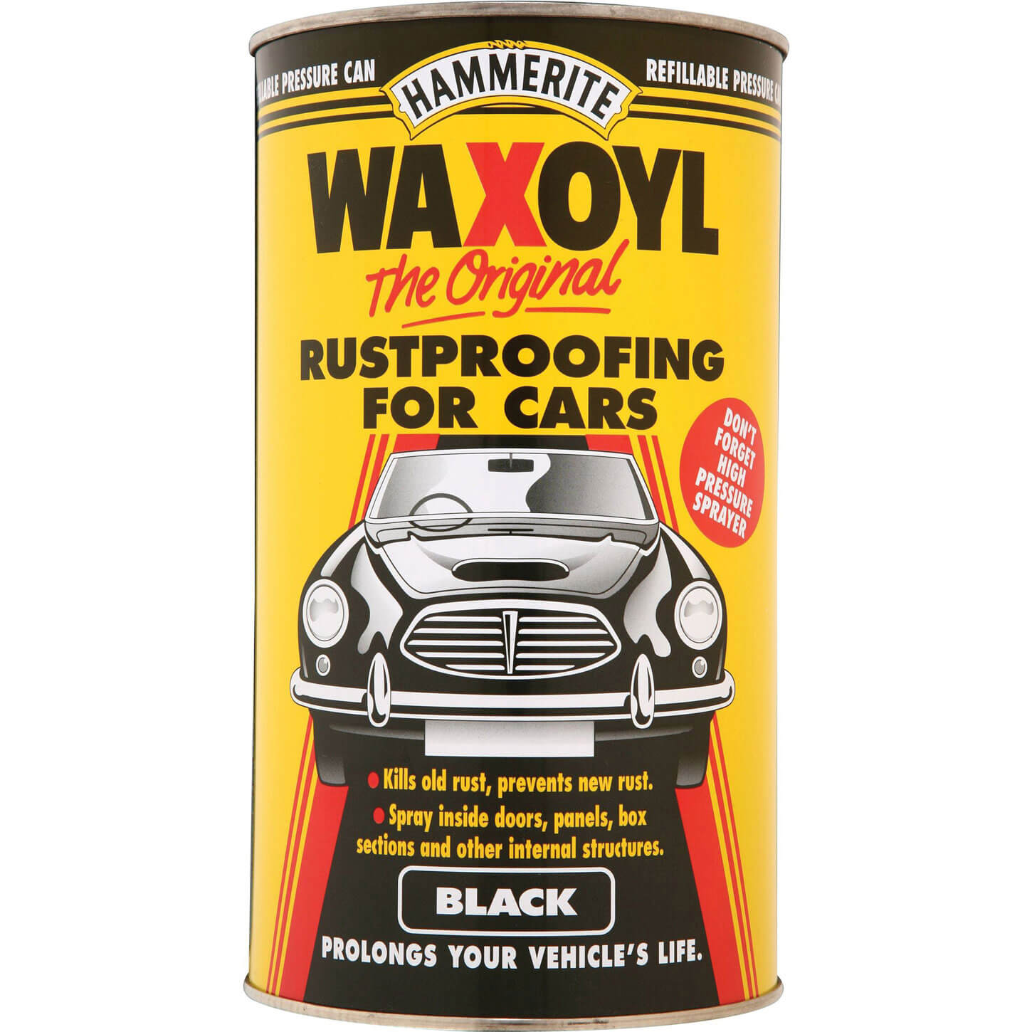 Image of Hammerite Waxoyl Rust Remover and Protector Pressure Can Black 2.5l