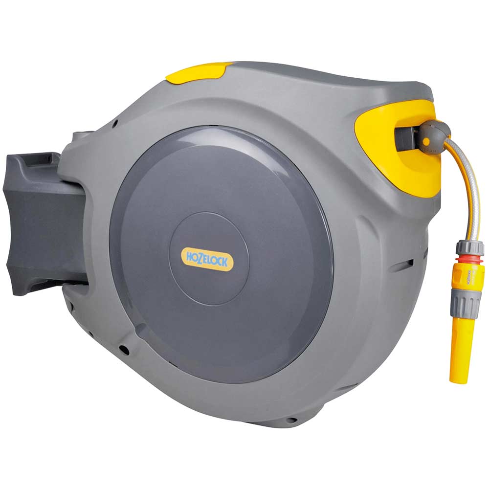 Hozelock Large Wall Mounted Auto Hose Reel 1/2" / 12.5mm 40m Grey & Yellow