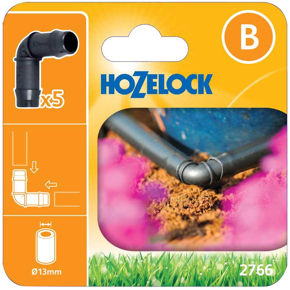 Image of Hozelock MICRO 90° Elbow Connector 1/2" / 12.5mm Pack of 5