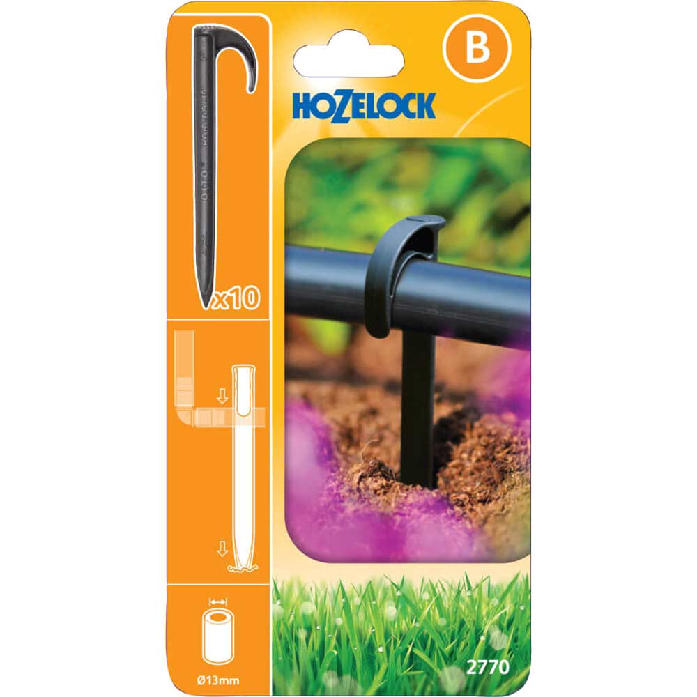 Image of Hozelock MICRO Irrigation Supply Hose Stake 1/2" / 12.5mm Pack of 10