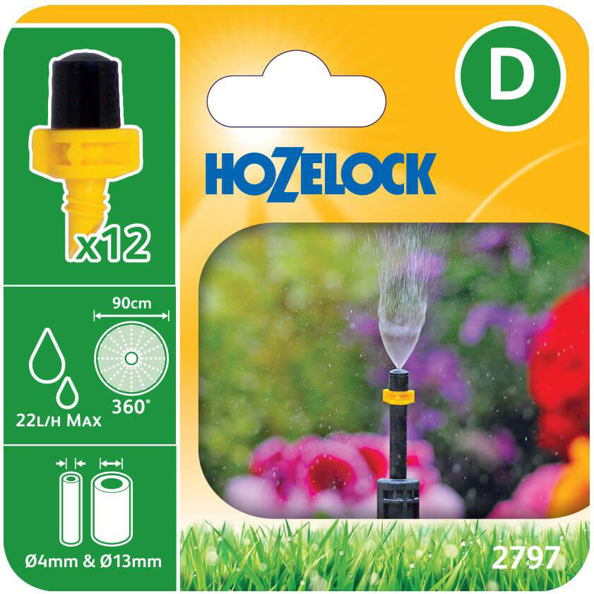 Hozelock MICRO Mist Micro Spray Jet 5/32" (4mm) & 1/2" (12.5mm) Pack of 12