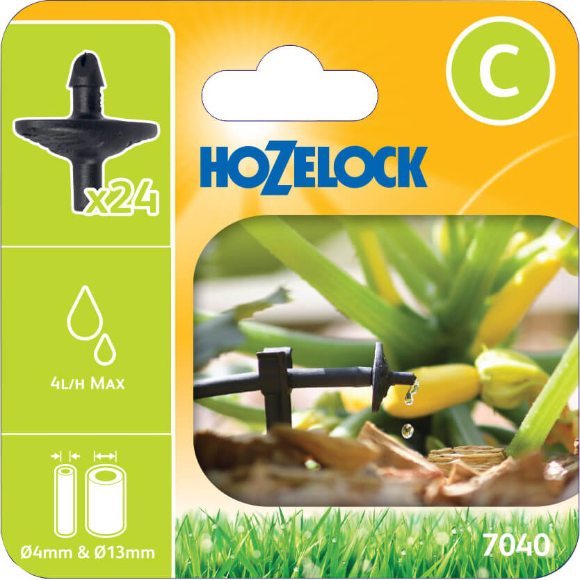 Image of Hozelock MICRO Pinch Drip Pressure Compensating Dripper 5/32" (4mm) & 1/2" (12.5mm) Pack of 24