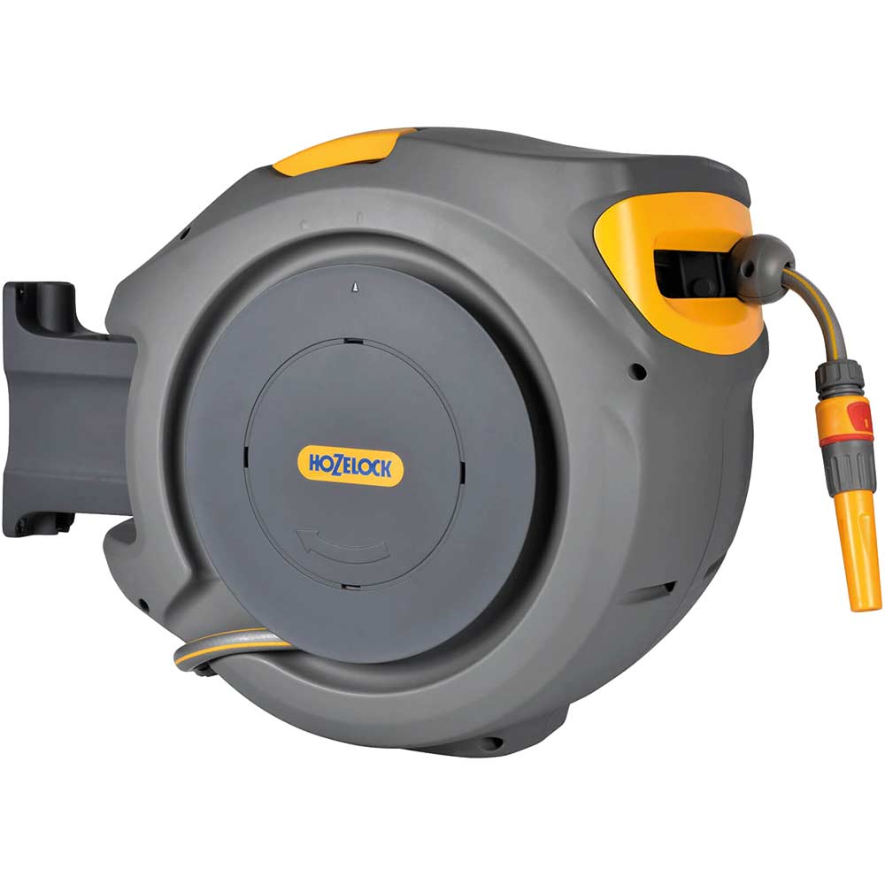 Hozelock Wall Mounted Auto Hose Reel 1/2" / 12.5mm 20m Grey & Yellow