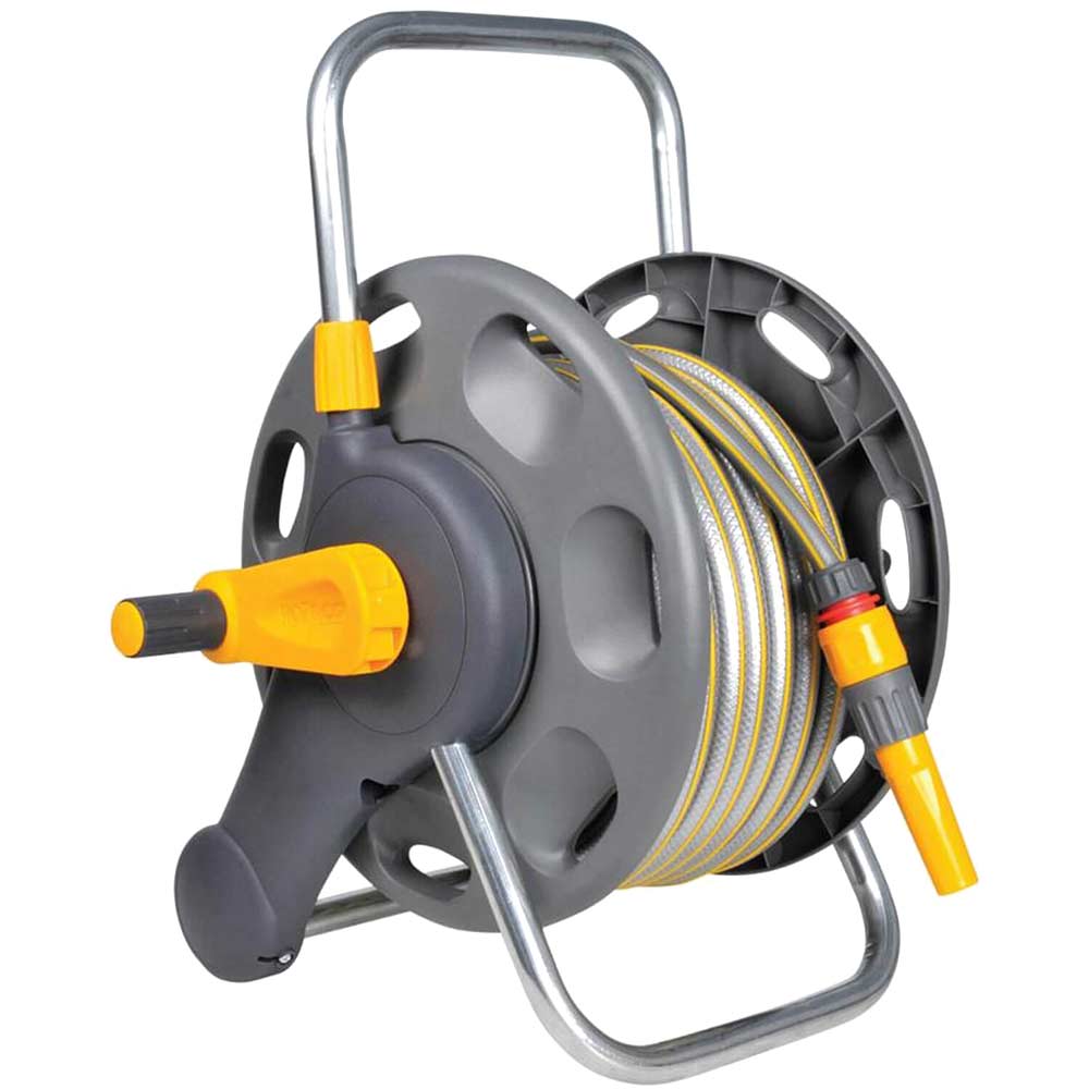 Image of Hozelock Floor Standing Hose Reel 1/2" / 12.5mm 25m Grey & Yellow