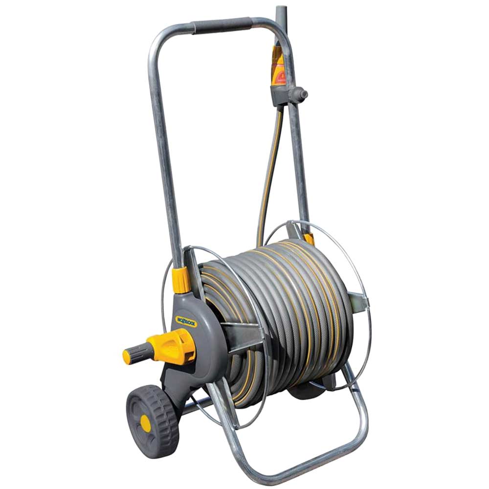 Hozelock Metal Hose Reel Cart 1/2" / 12.5mm 30m Grey & Yellow