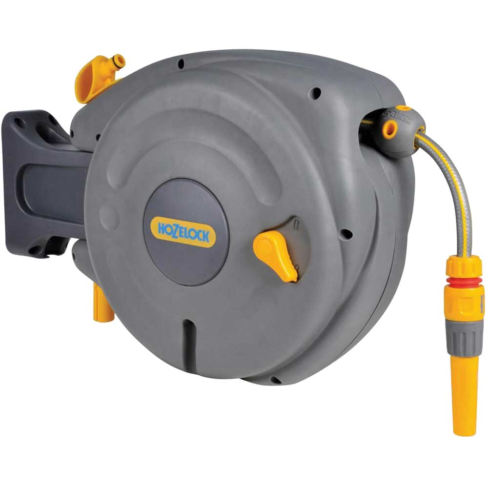 Image of Hozelock Wall Mounted Auto Hose Reel 1/2" / 12.5mm 10m Grey & Yellow