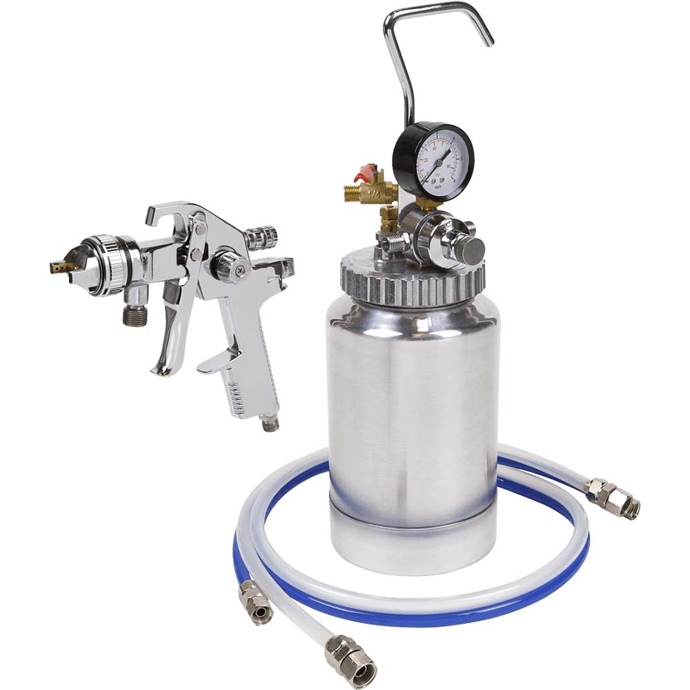 Sealey HVLP-79/P Pressure Pot System Spray Gun and Hoses Set