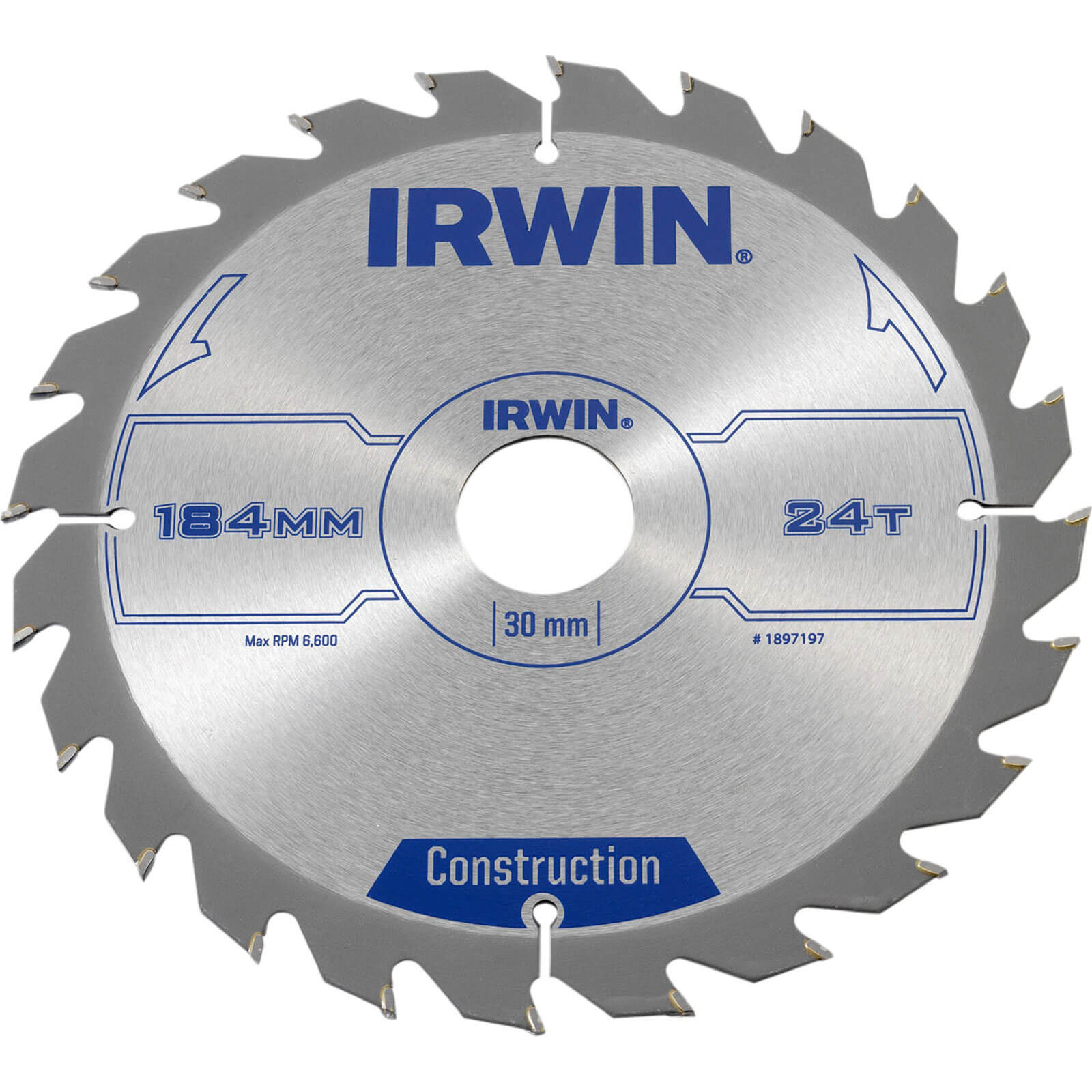Image of Irwin ATB Construction Circular Saw Blade 184mm 24T 30mm