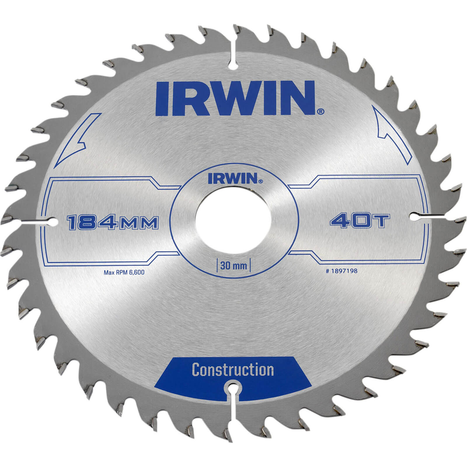 Image of Irwin ATB Construction Circular Saw Blade 184mm 40T 30mm