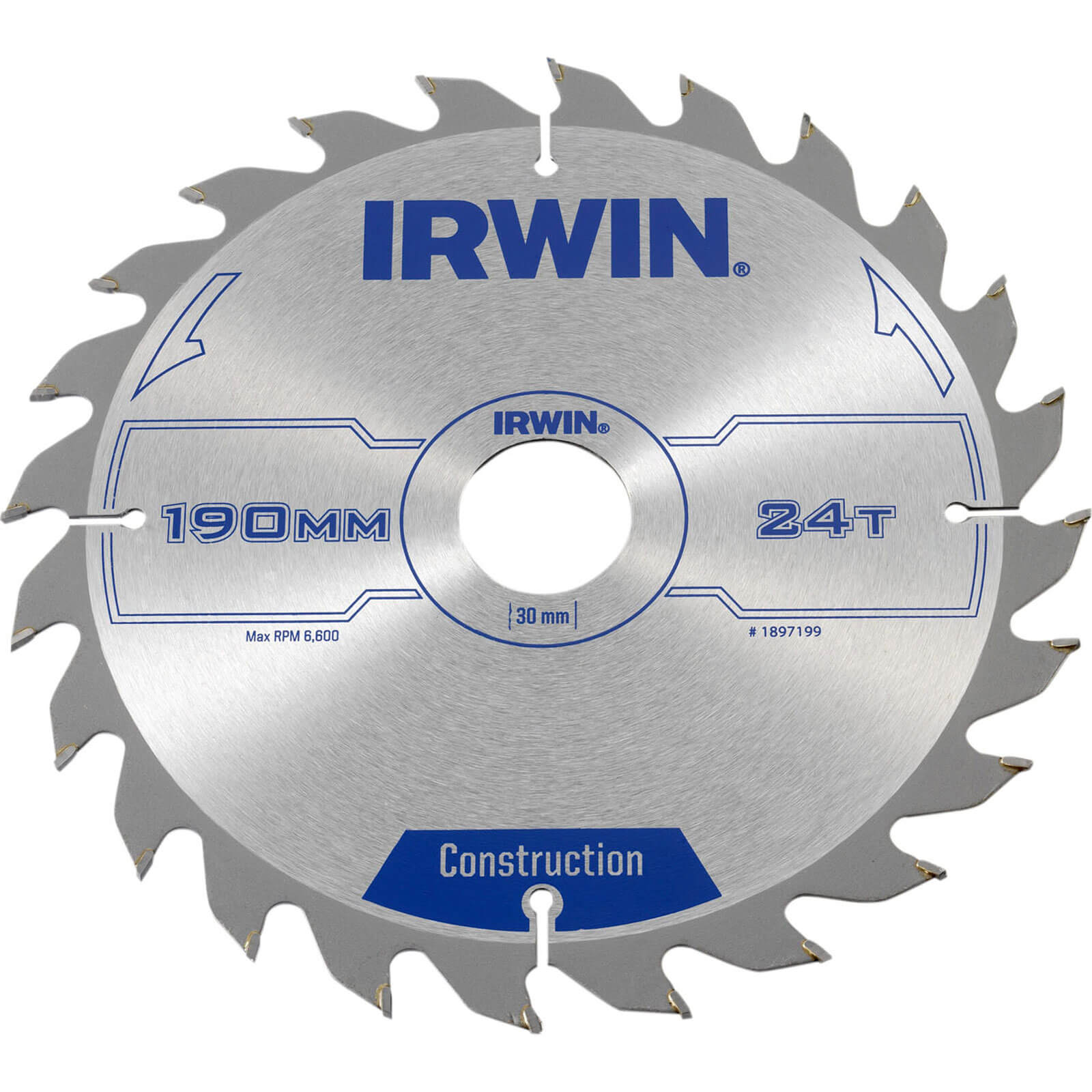 Image of Irwin ATB Construction Circular Saw Blade 190mm 24T 30mm