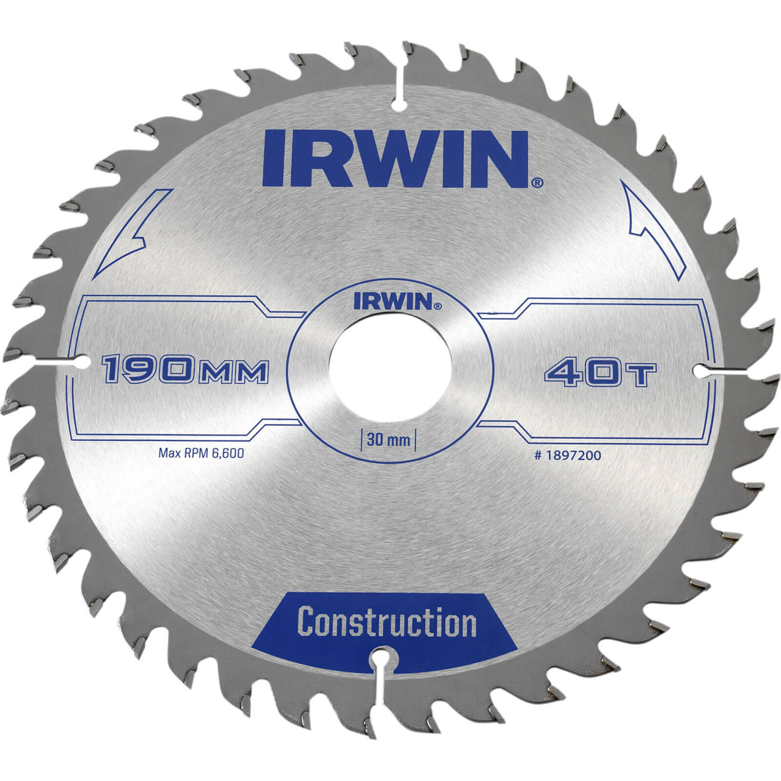 Image of Irwin ATB Construction Circular Saw Blade 190mm 40T 30mm