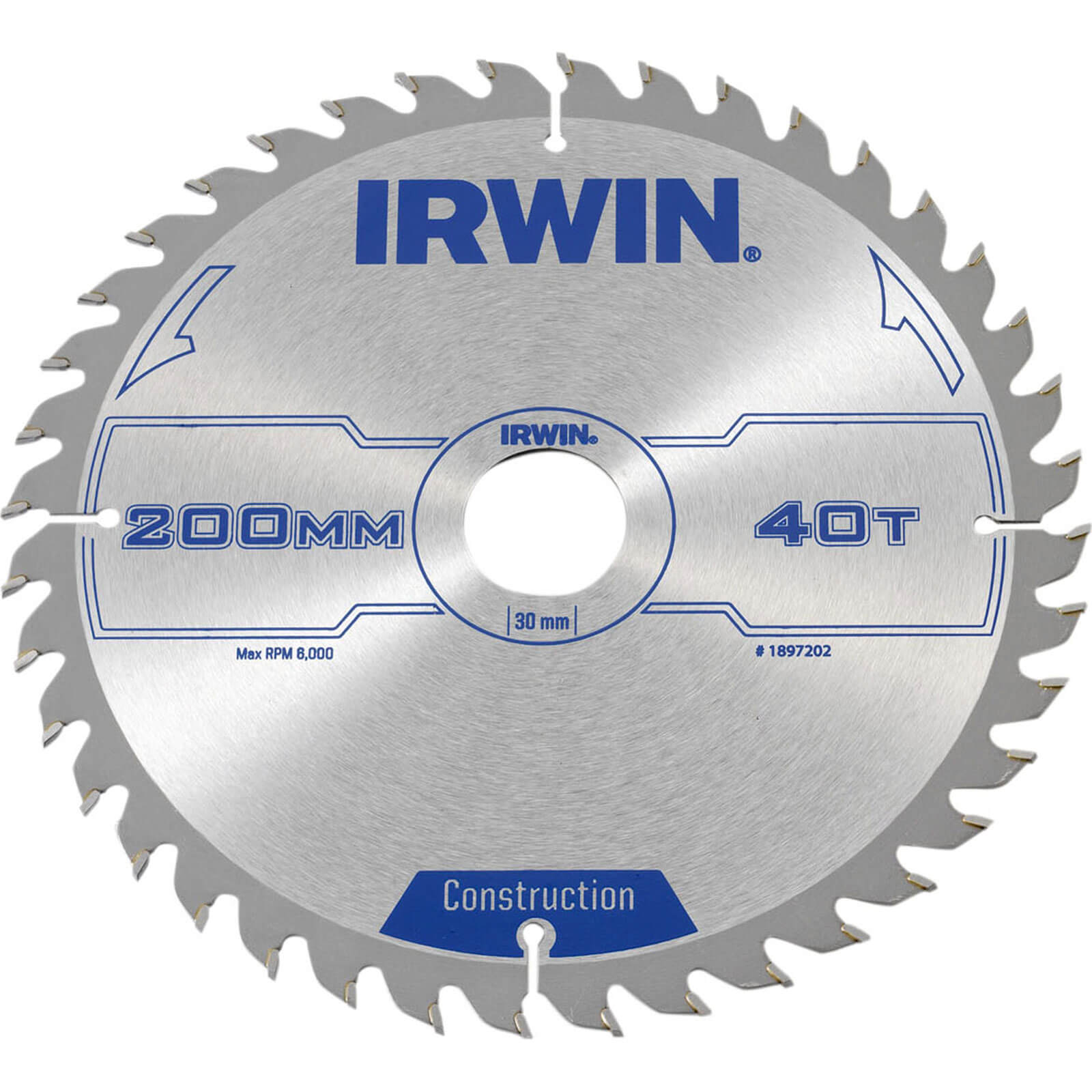 Image of Irwin ATB Construction Circular Saw Blade 200mm 40T 30mm