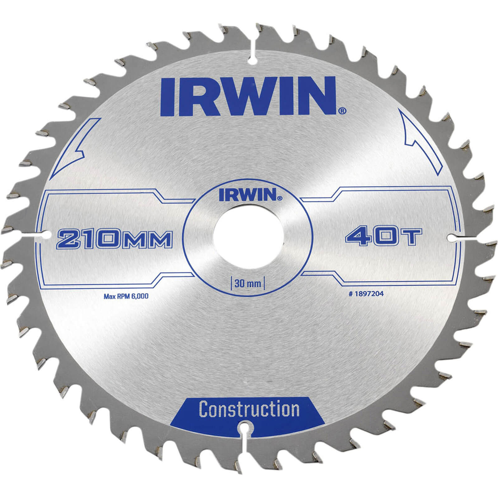 Image of Irwin ATB Construction Circular Saw Blade 210mm 40T 30mm