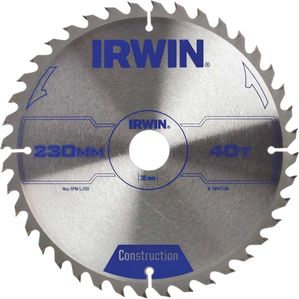 Image of Irwin ATB Construction Circular Saw Blade 230mm 40T 30mm