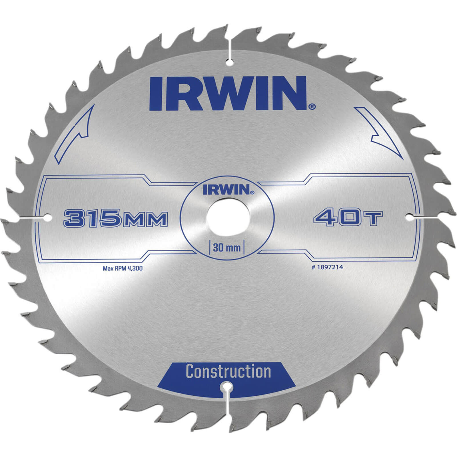 Image of Irwin ATB Construction Circular Saw Blade 315mm 40T 30mm