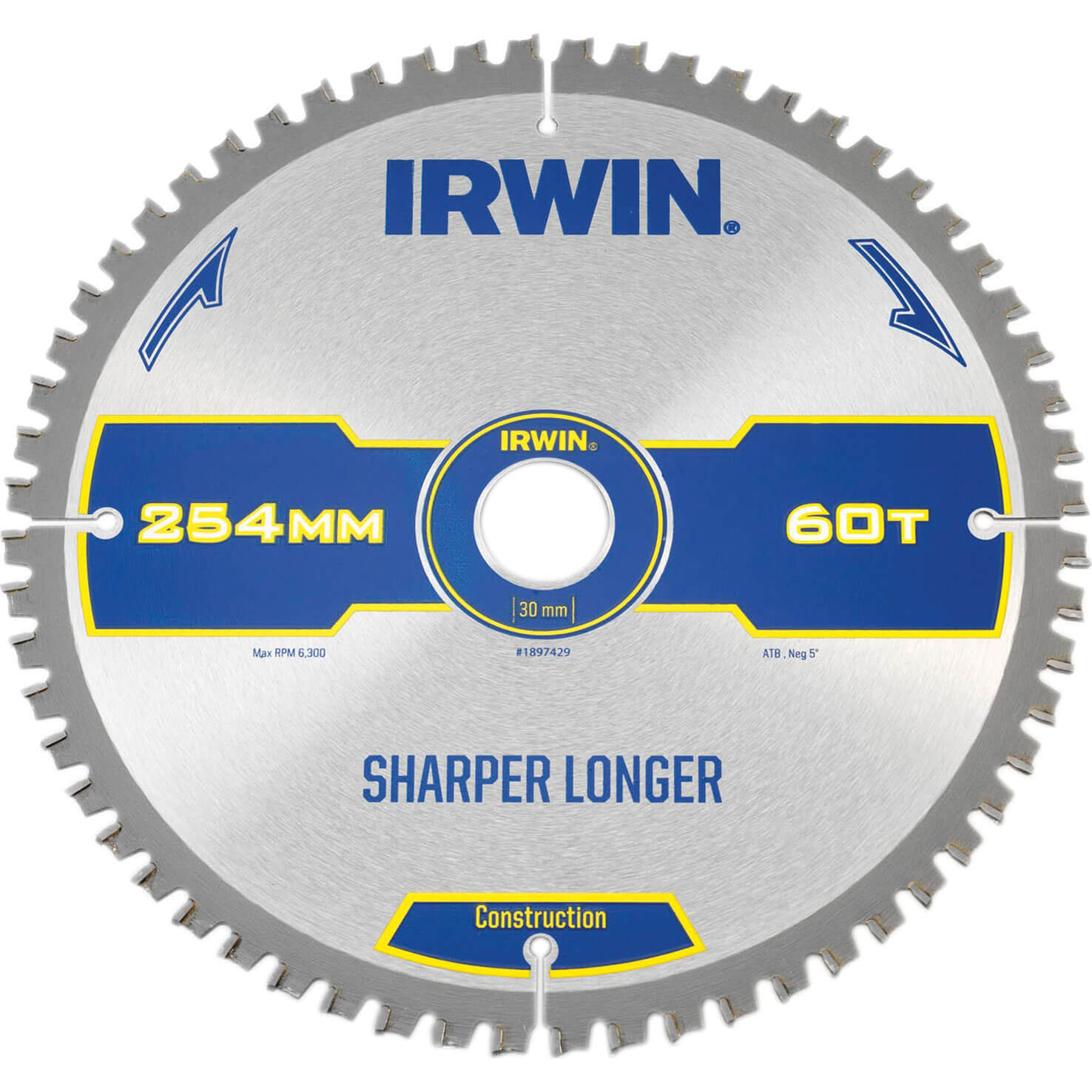 Image of Irwin ATB Ultra Construction Circular Saw Blade 254mm 60T 30mm
