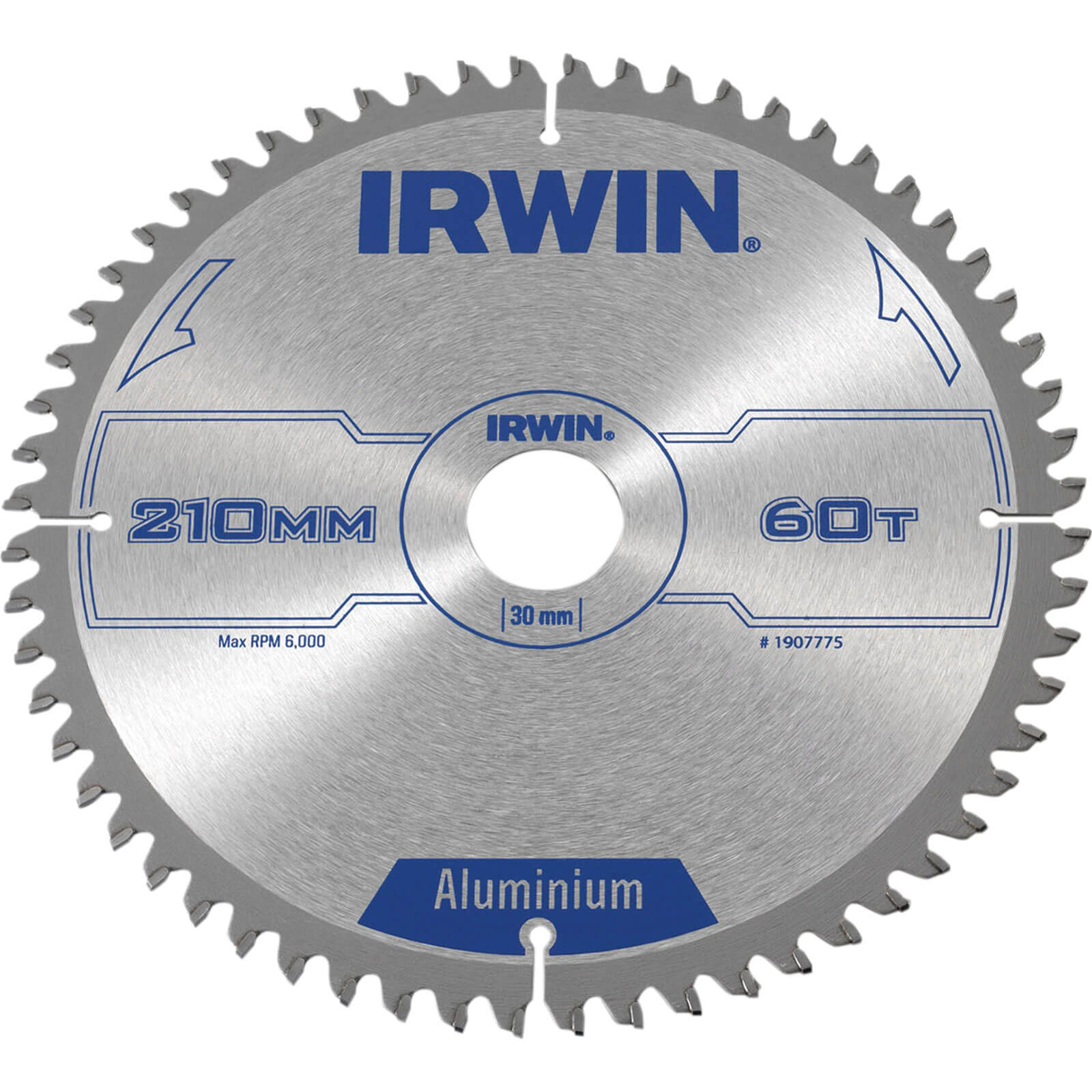 Image of Irwin Aluminium Non-Ferrous Metal Saw Blade 210mm 60T 30mm