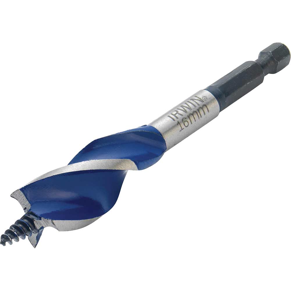 Image of Irwin 6X Blue Groove Stubby Wood Drill Bit 16mm 100mm