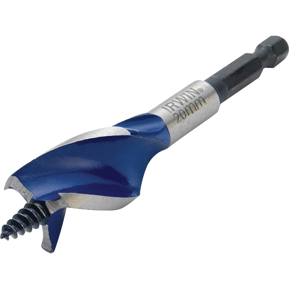 Image of Irwin 6X Blue Groove Stubby Wood Drill Bit 20mm 100mm