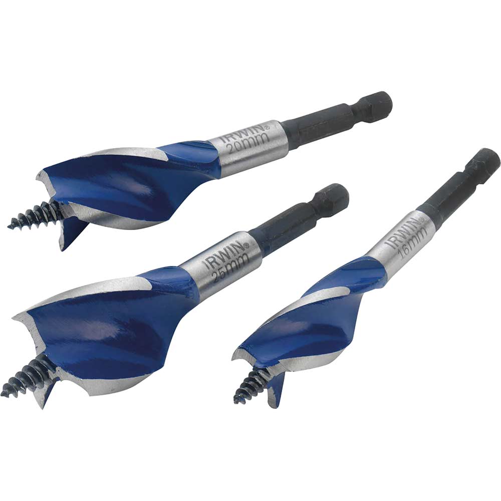 Photos - Drill Bit IRWIN 3 Piece 6X Blue Groove Stubby Wood Bit Set IW4041003 