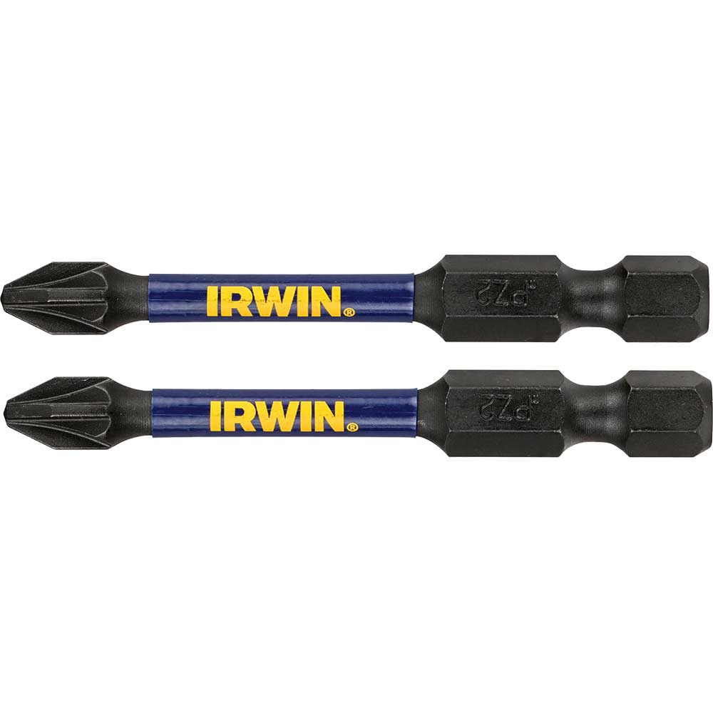 Image of Irwin Impact Pro Performance Pozi Screwdriver Bits PZ2 57mm Pack of 2