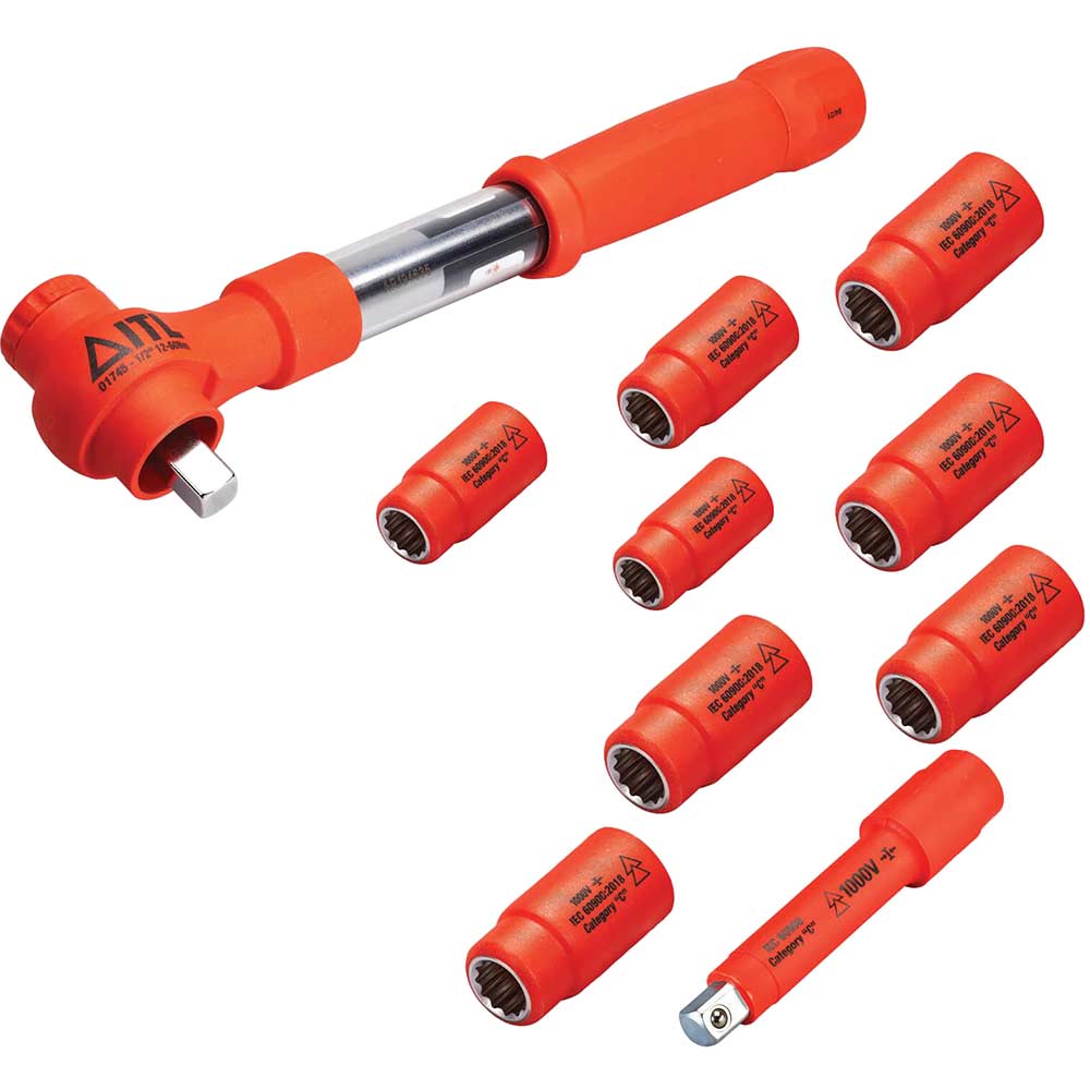 ITL 10 Piece 1/2" Drive Insulated Torque Wrench Kit Imperial 1/2" 12Nm - 60Nm