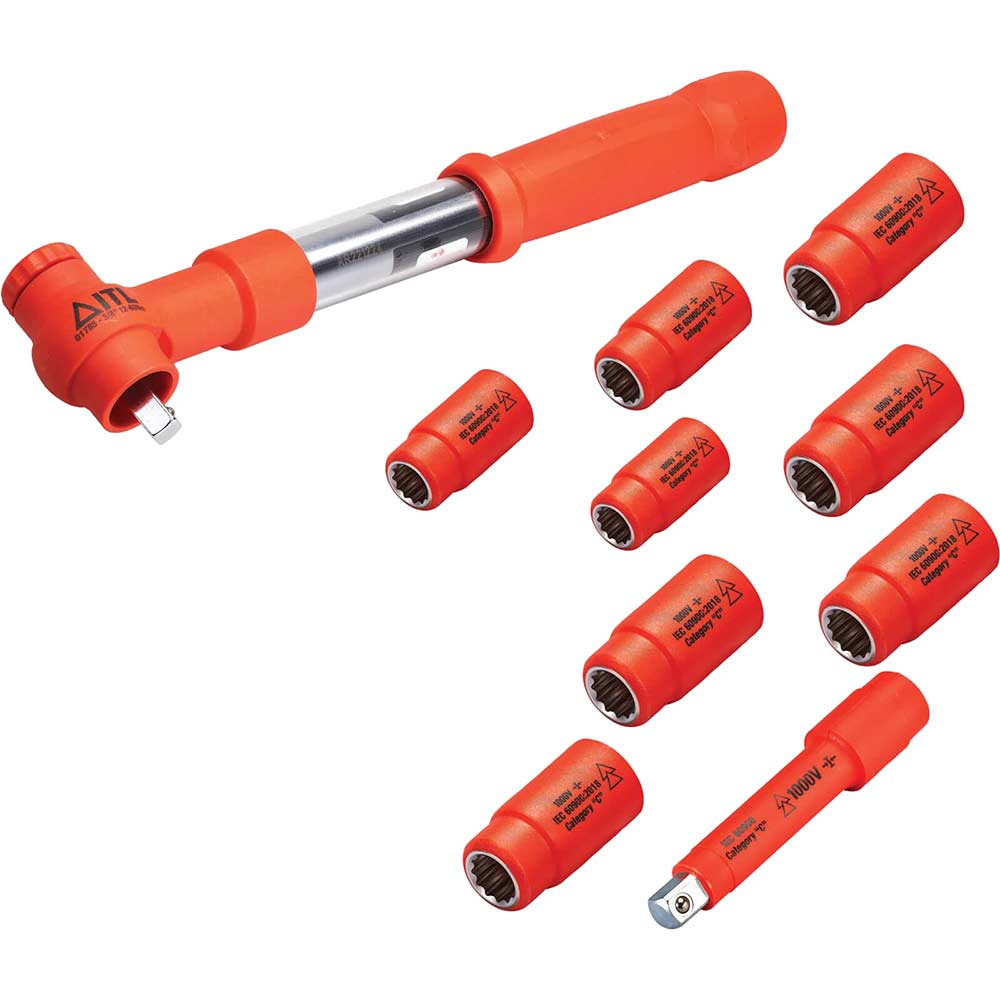 ITL 10 Piece 3/8" Drive Insulated Torque Wrench Socket Set 3/8" 12Nm - 60Nm in UK Specification