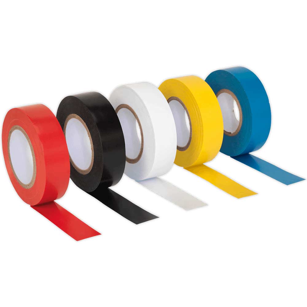 Sealey PVC Insulating Tape Pack Of 10 Assorted 19mm 20m in UK Specification