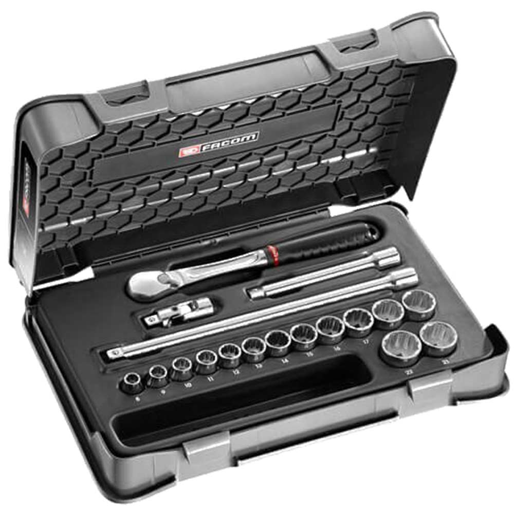 Facom JL.161-2P12 18 Piece 3/8" Drive Bi Hexagon Socket Set