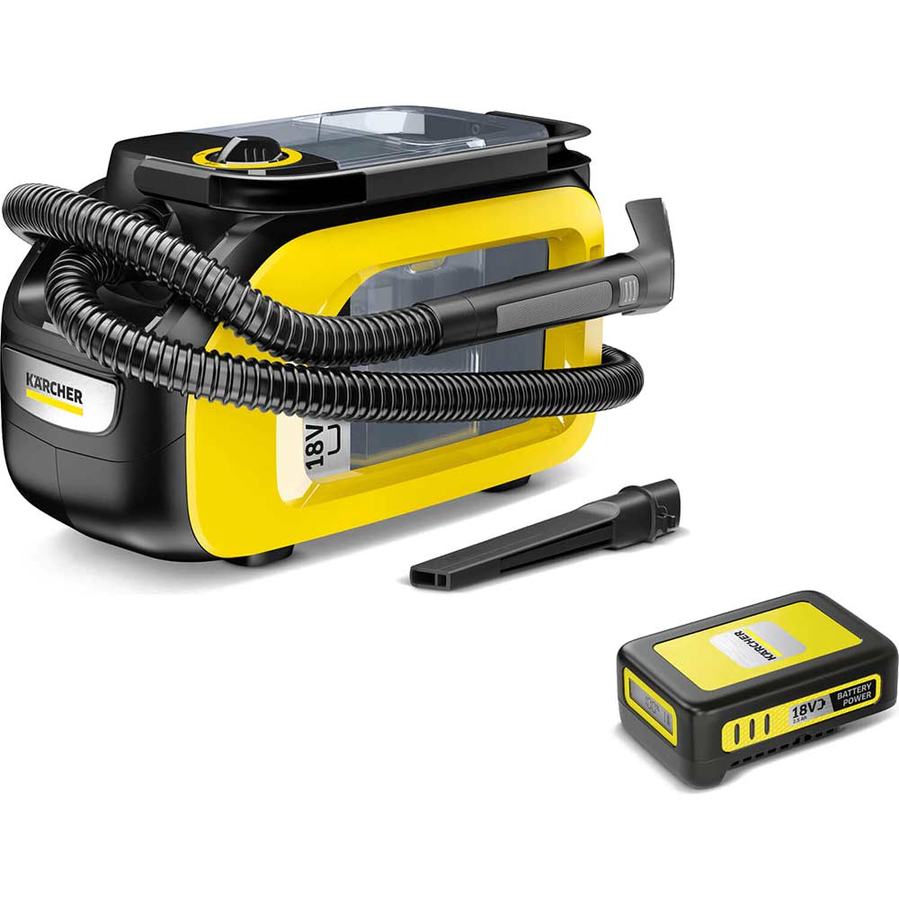 Karcher SE 3 -18 18v Cordless Carpet and Upholstery Spot Cleaner 1 x 2.5ah Li-ion Charger