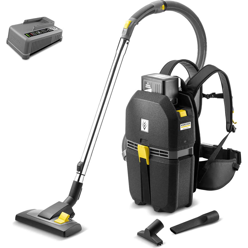 Karcher BVL 5/1 BP Professional 36v Cordless Backpack Vacuum Cleaner 1 x 6ah Li-ion Battery Charger