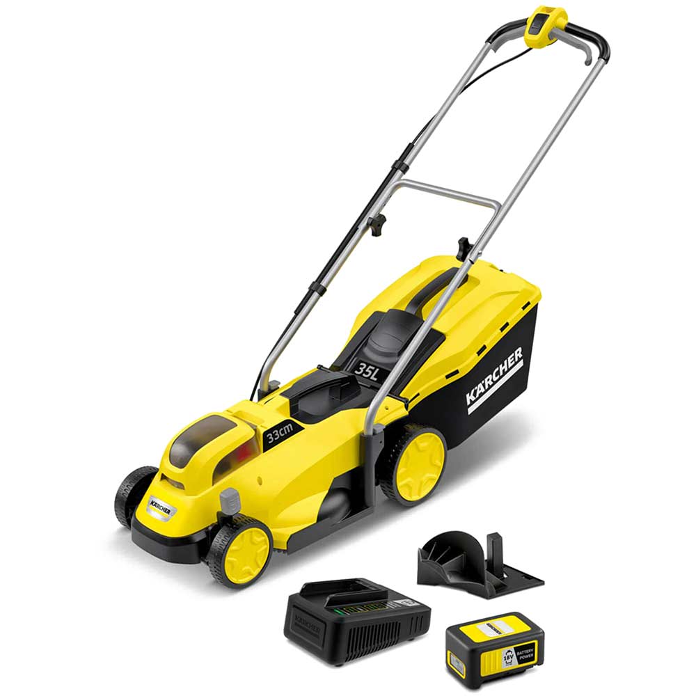 Karcher LMO 1833 18v Cordless Rotary Lawnmower 330mm 1 x 5ah Li-ion Battery Charger