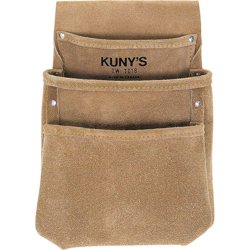 Image of Kunys 3 Pocket Split Grain Leather Drywall Pouch