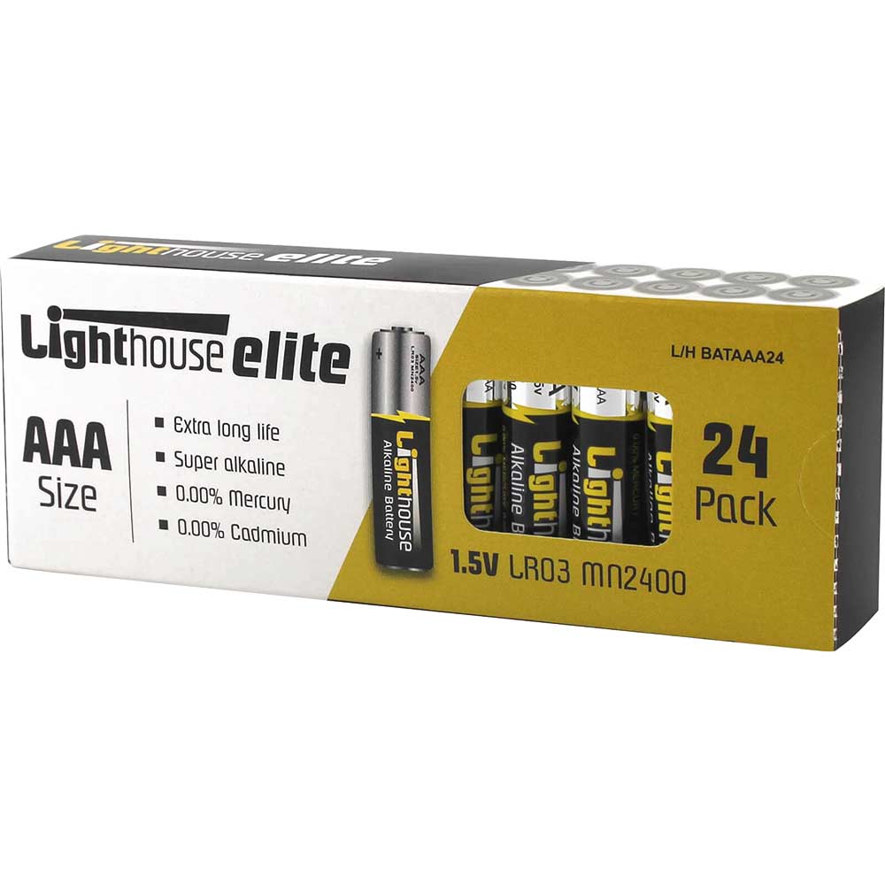 Image of Lighthouse LR03 Extra Long Life AAA Alkaline Batteries Pack of 24