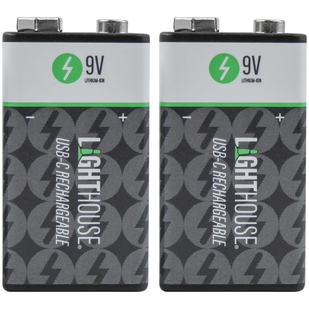 Lighthouse USB-C Rechargeable Li-ion 9v Battery