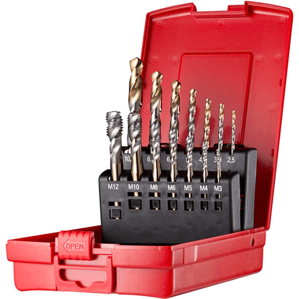 Image of Dormer L113-203 14 Piece HSS E002 Spiral Flute Tap & A002 Drill Set