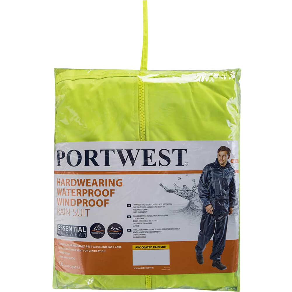 Portwest Essentials 2 Piece Waterproof Rain Suit Yellow 4XL