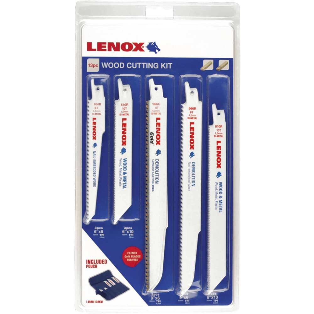 Image of Lenox 13 Piece Wood Cutting Reciprocating Sabre Saw Blade Set