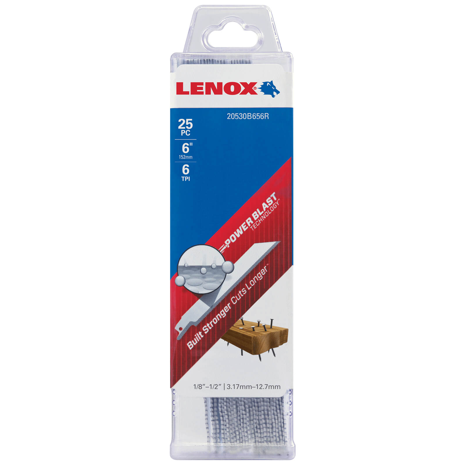 Image of Lenox 6TPI Nail Embedded Wood Cutting Reciprocating Sabre Saw Blades 152mm Pack of 25