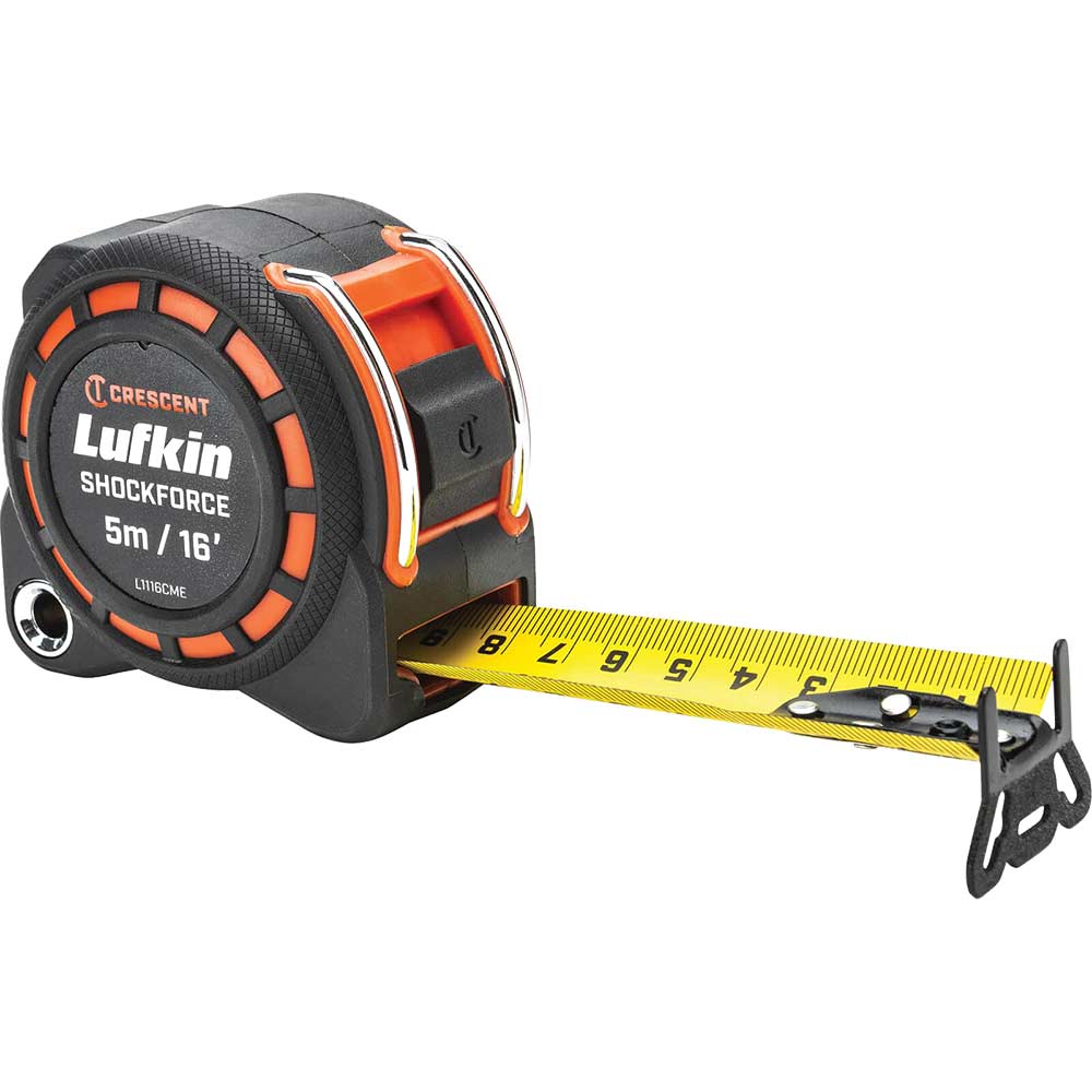 Image of Crescent Lufkin Shockforce Dual Sided Tape Measure Imperial & Metric 16ft / 5m 30mm