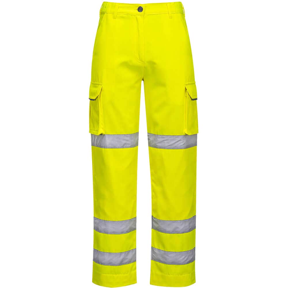 Portwest Womens Three Band Hi Vis Work Trousers Yellow 2XL 31