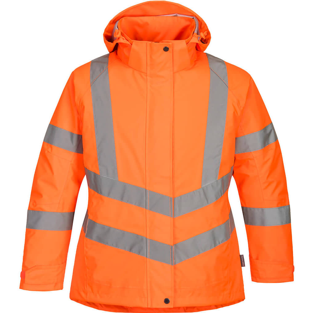 Image of Oxford Weave 300D Class 3 Womens Hi Vis Winter Jacket Orange XS