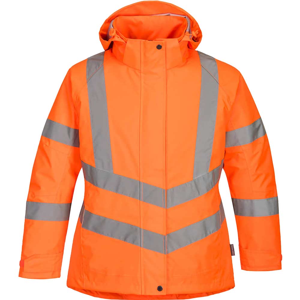 Oxford Weave 300D Class 3 Womens Hi Vis Winter Jacket Orange L