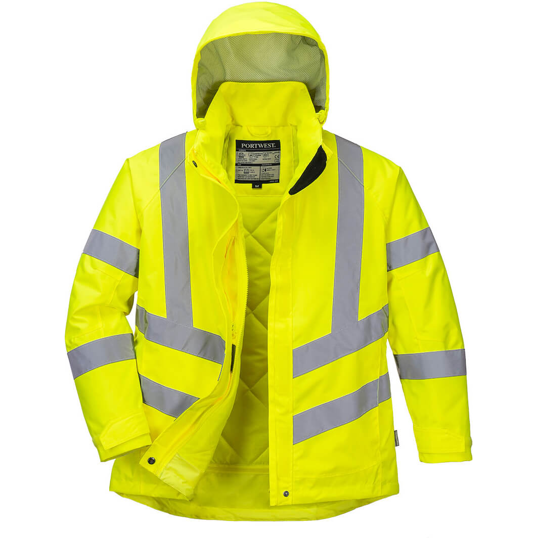 Image of Oxford Weave 300D Class 3 Womens Hi Vis Winter Jacket Yellow L